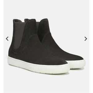 Vince Women’s Gray Nira High-Top Suede Slip-On Sneaker Ankle Boots | Size 9